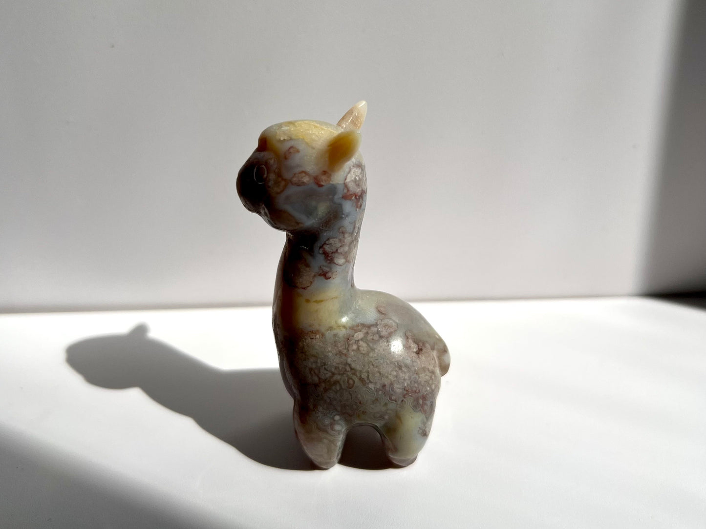 Chubby Flower Agate Alpaca Figurine