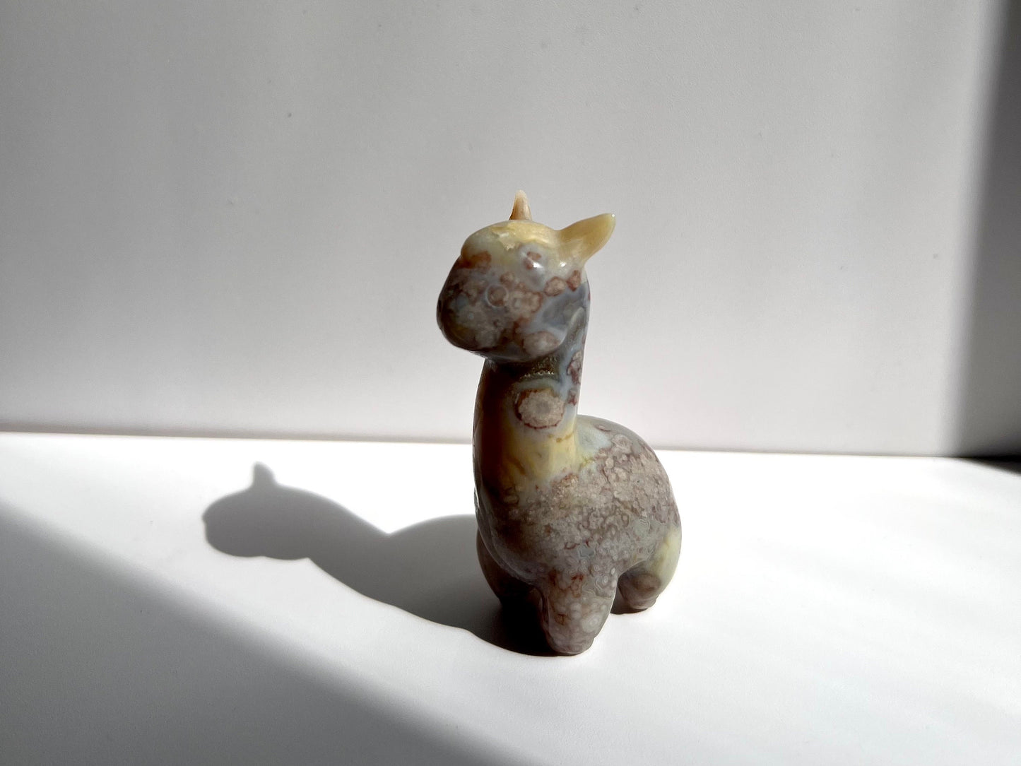 Chubby Flower Agate Alpaca Figurine