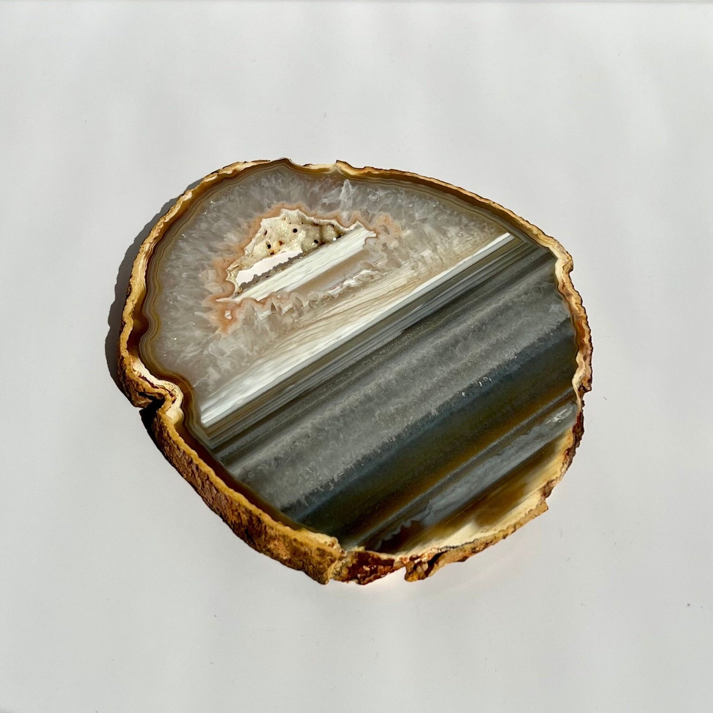 Rainbow Unique Striped Bandings Agate Slice Coaster