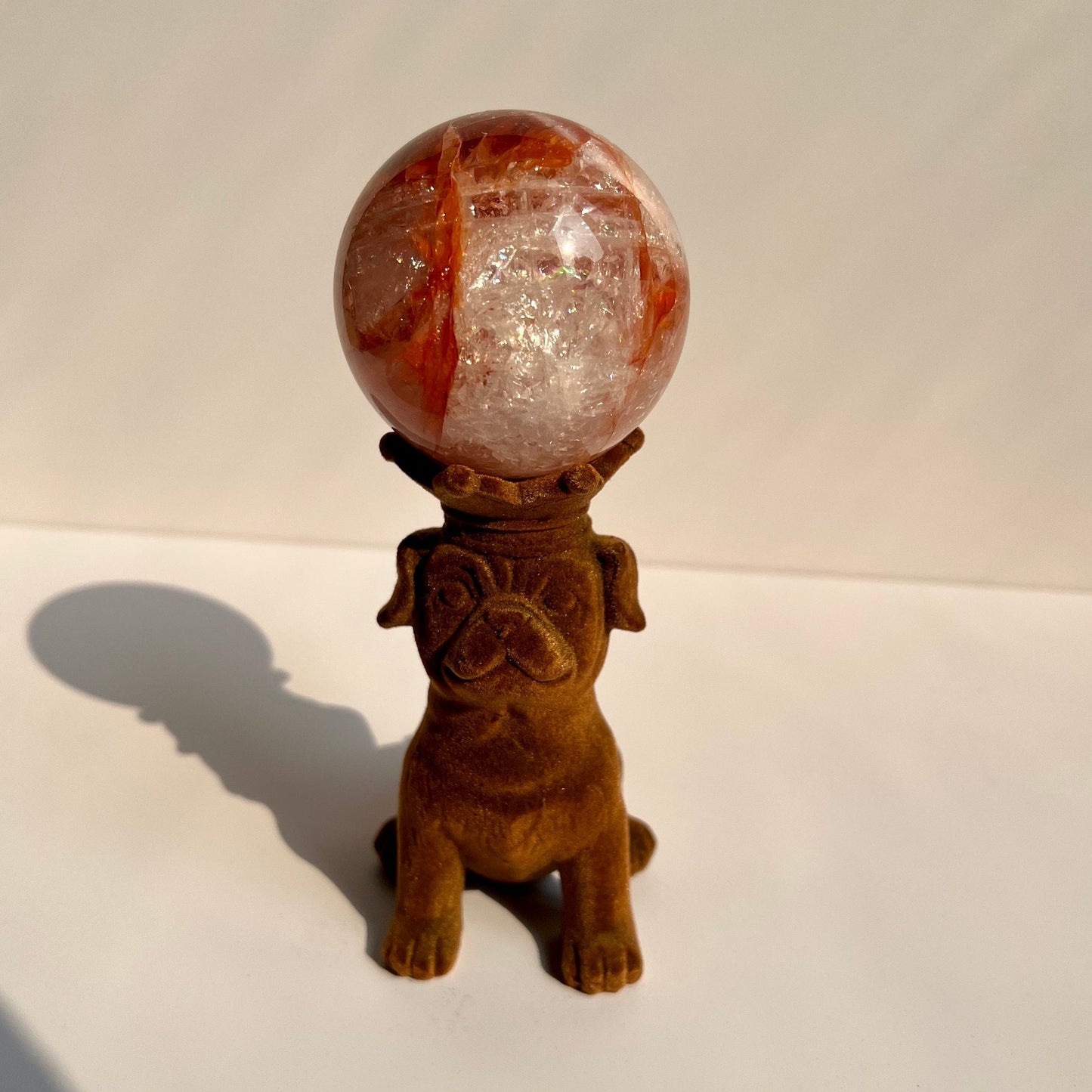 Puppy with Crown Suede French Bull Dog Sphere Stand