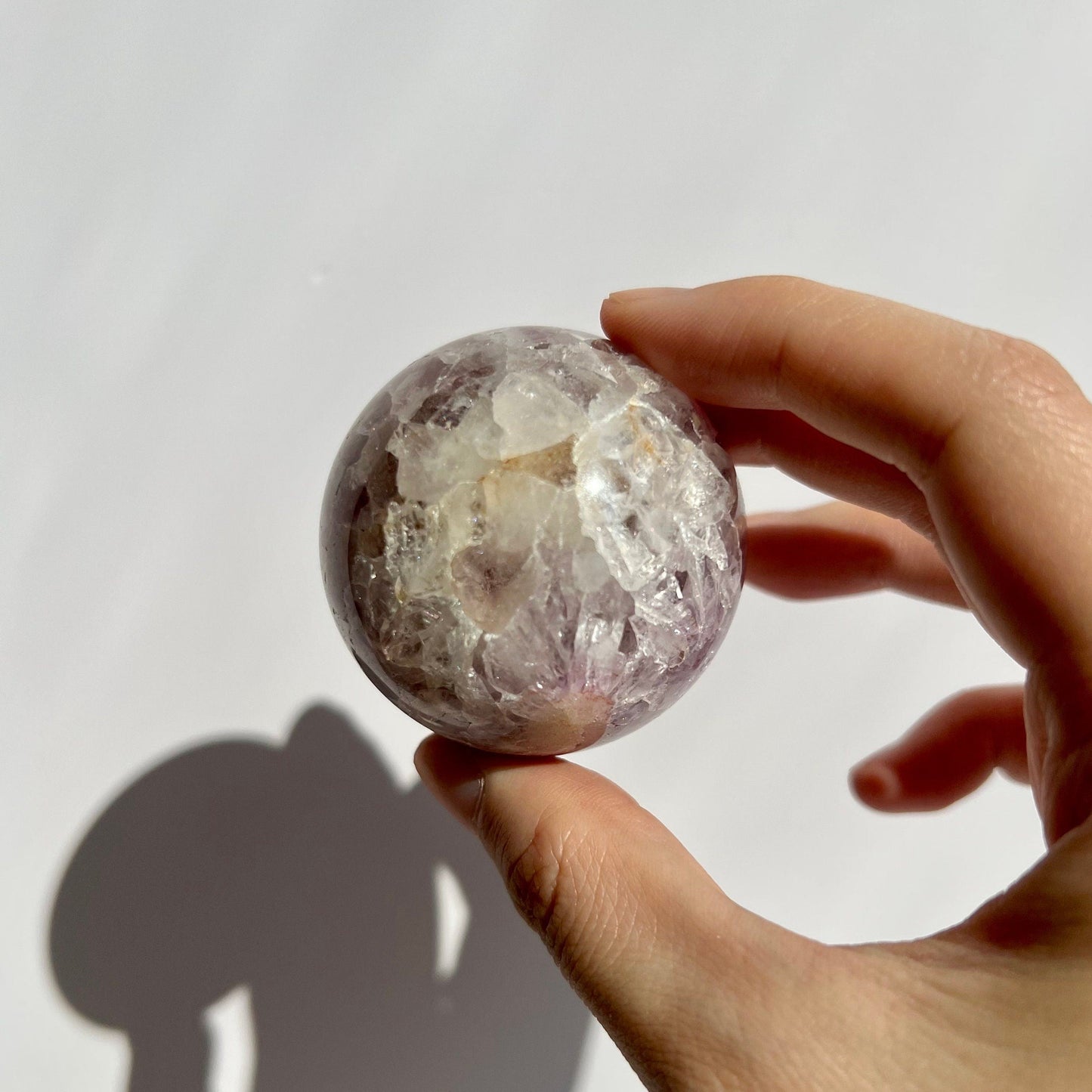 Purple Amethyst Pink Flower Agate Crystal Sphere