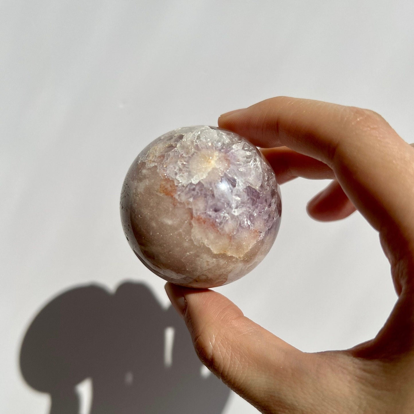 Purple Amethyst Pink Flower Agate Crystal Sphere