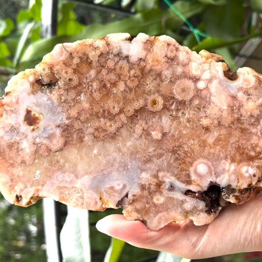 Coral Full Quartz Flower Agate Pink Amethyst Slab