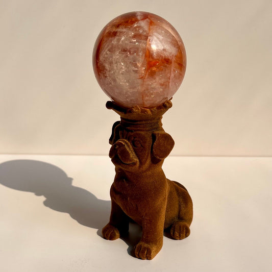 Puppy with Crown Suede French Bull Dog Sphere Stand