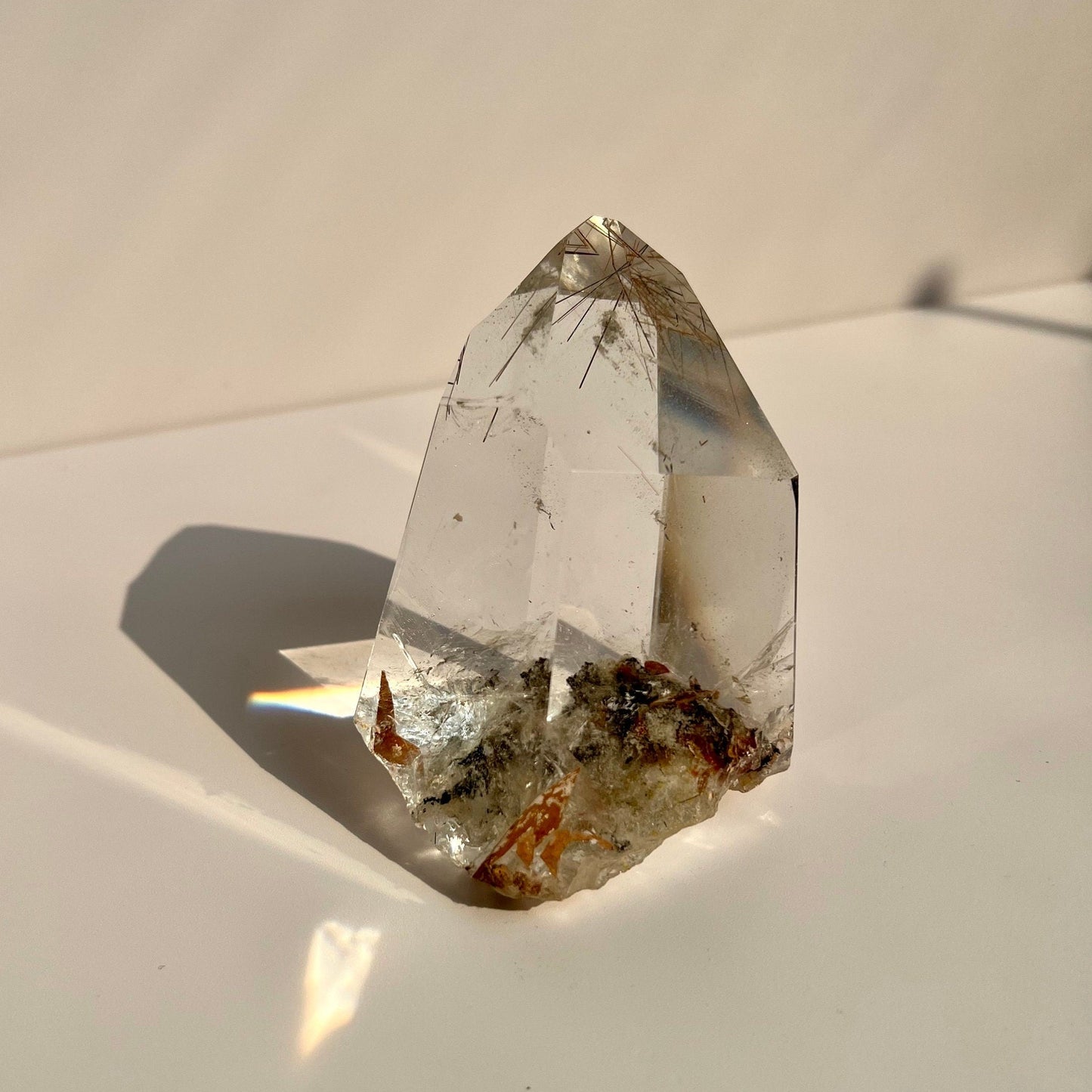 Rare Raw Garden quartz natural point with rutile