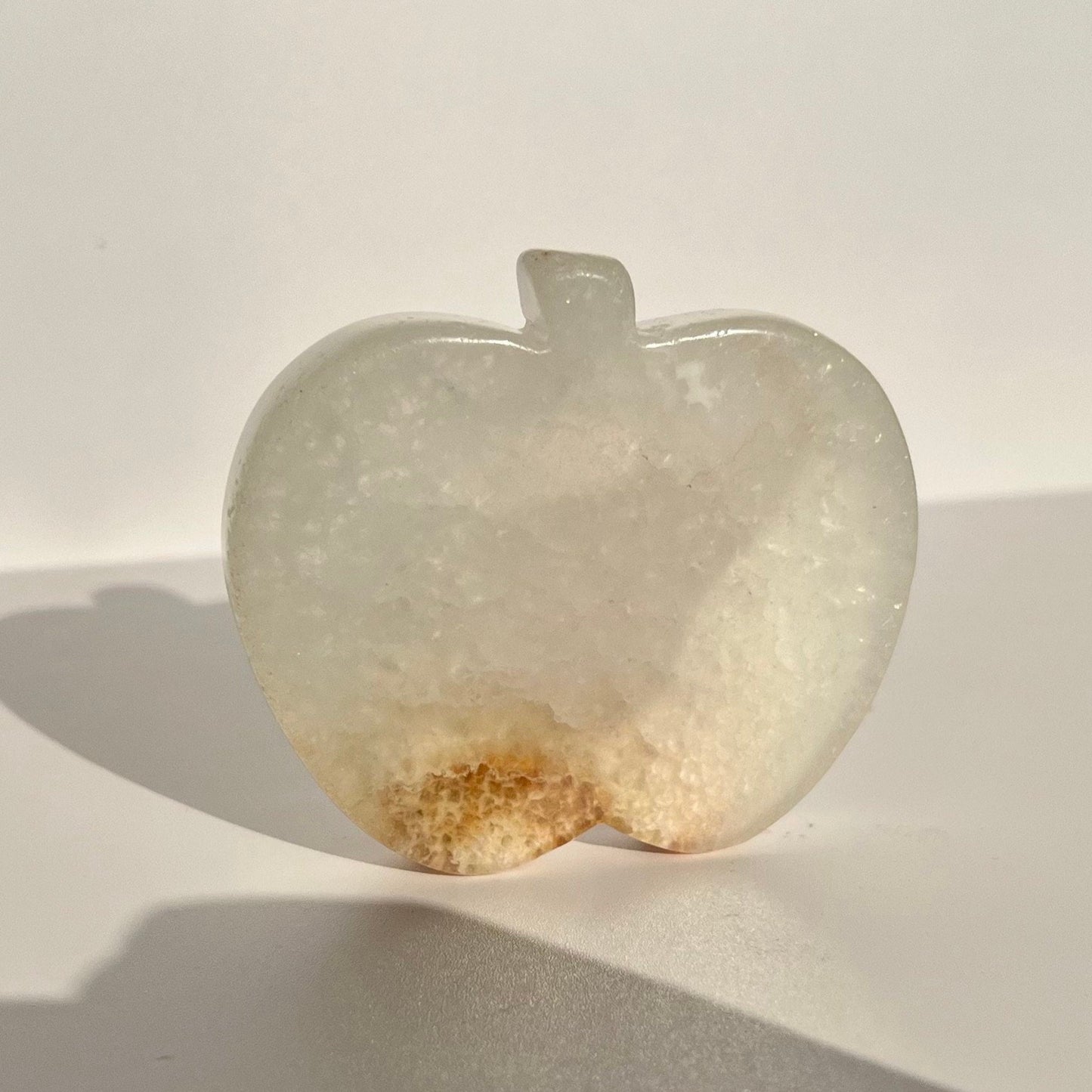 Sugar White Snowy Druzy Agate Sparkly Festive Apple Carving