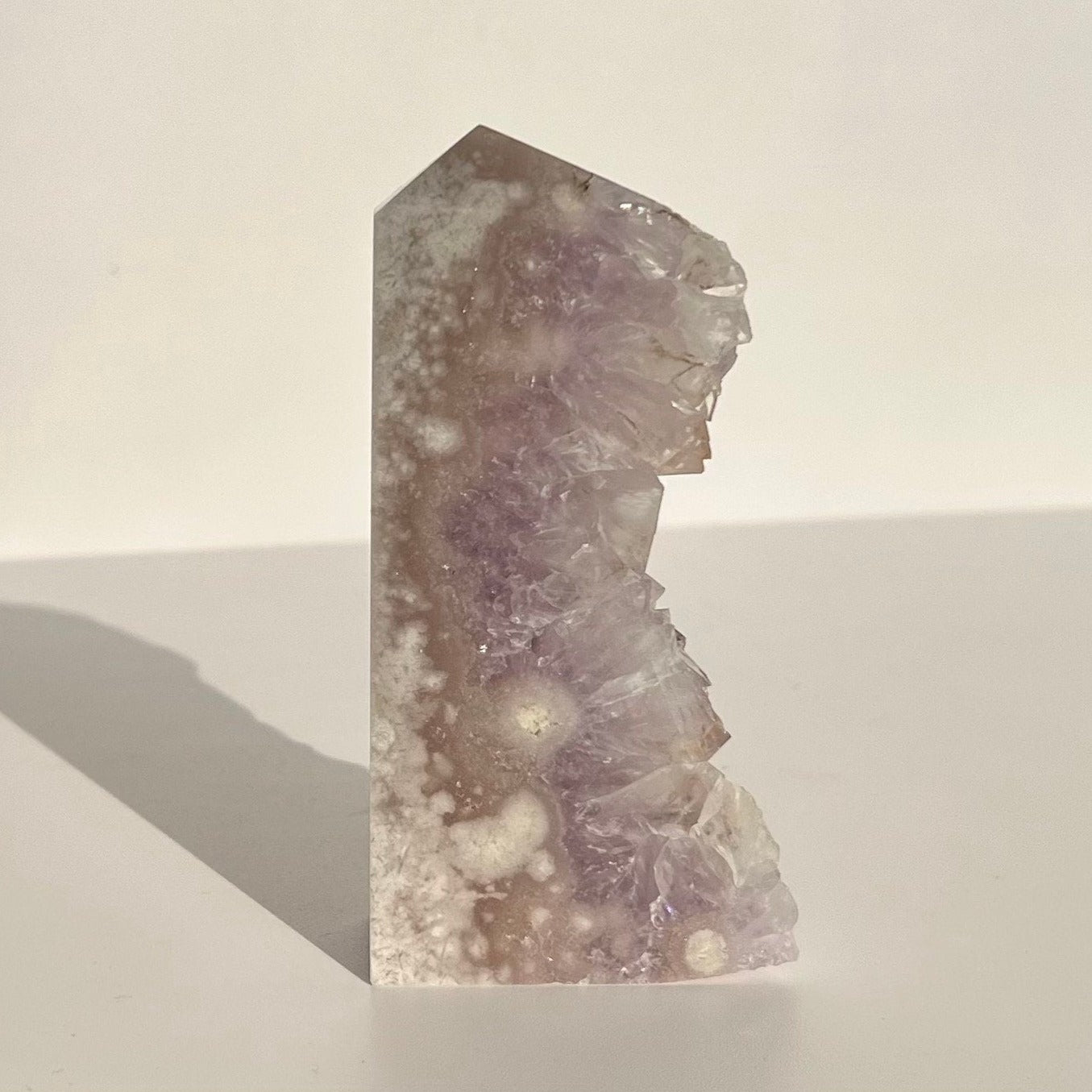 Raw Purple Pink Amethyst Quartzy Flat Tower