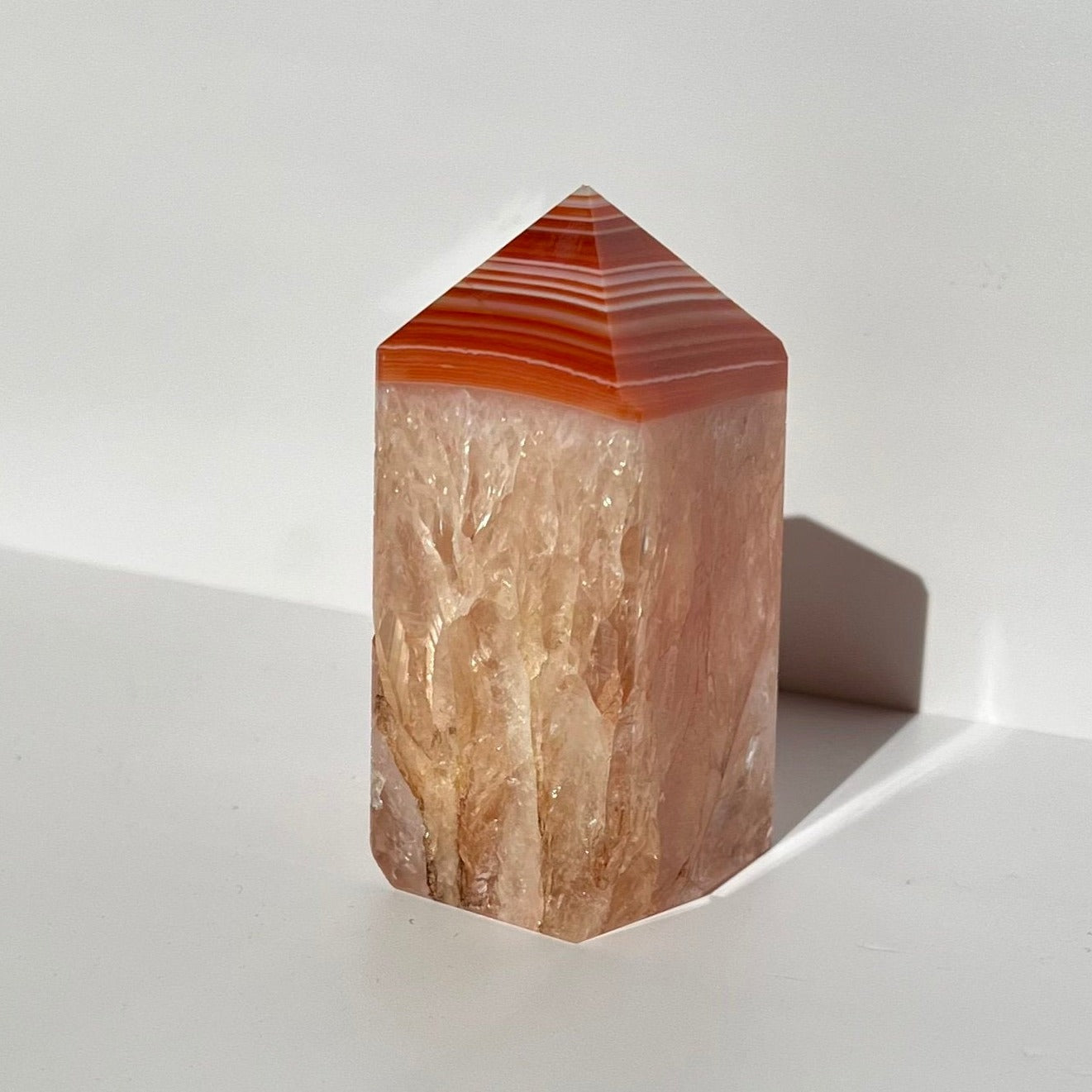 High Grade Super Quartzy Banding Carnelian Obelisk