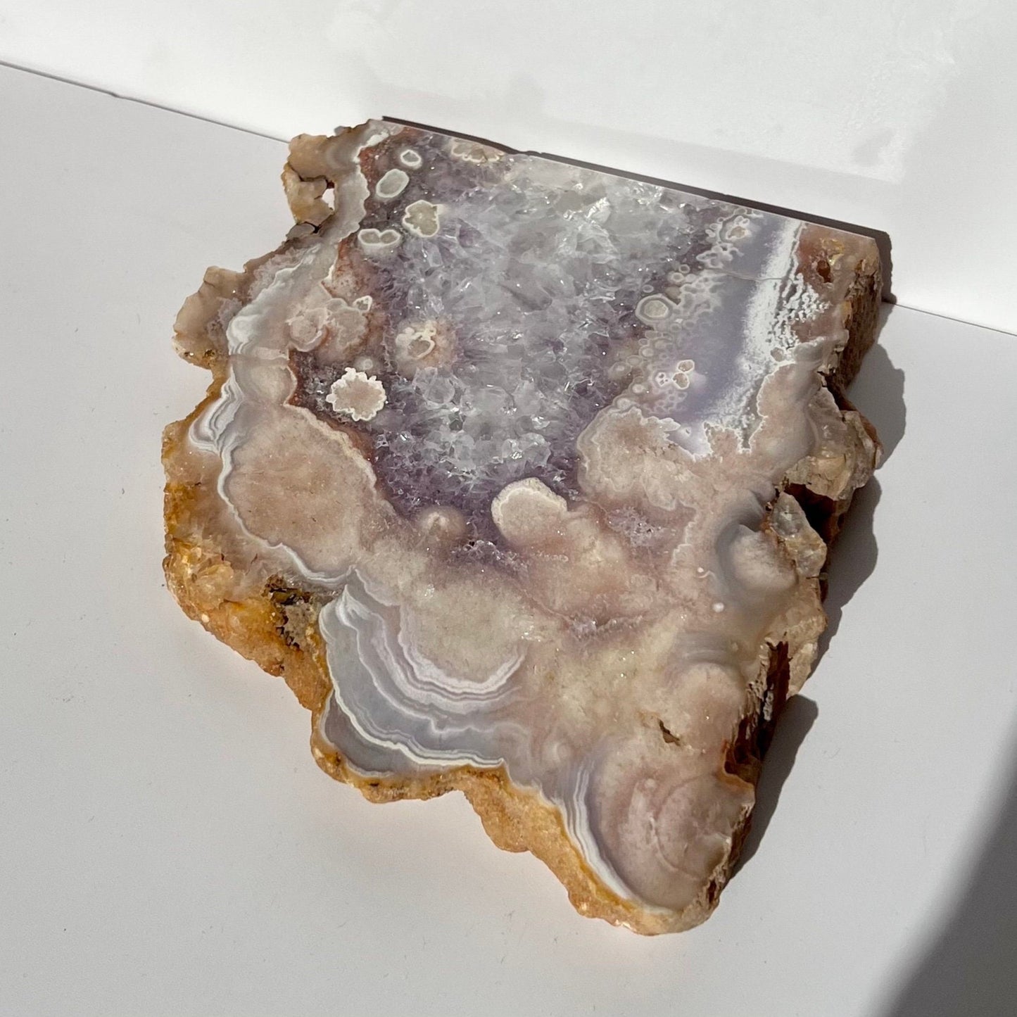 Gorgeous Purple Flower Agate Mix Amethyst Raw Edges Slab