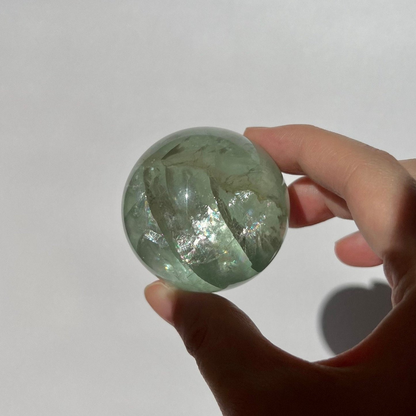 Transparent Rainbows Green Fluorite Sphere