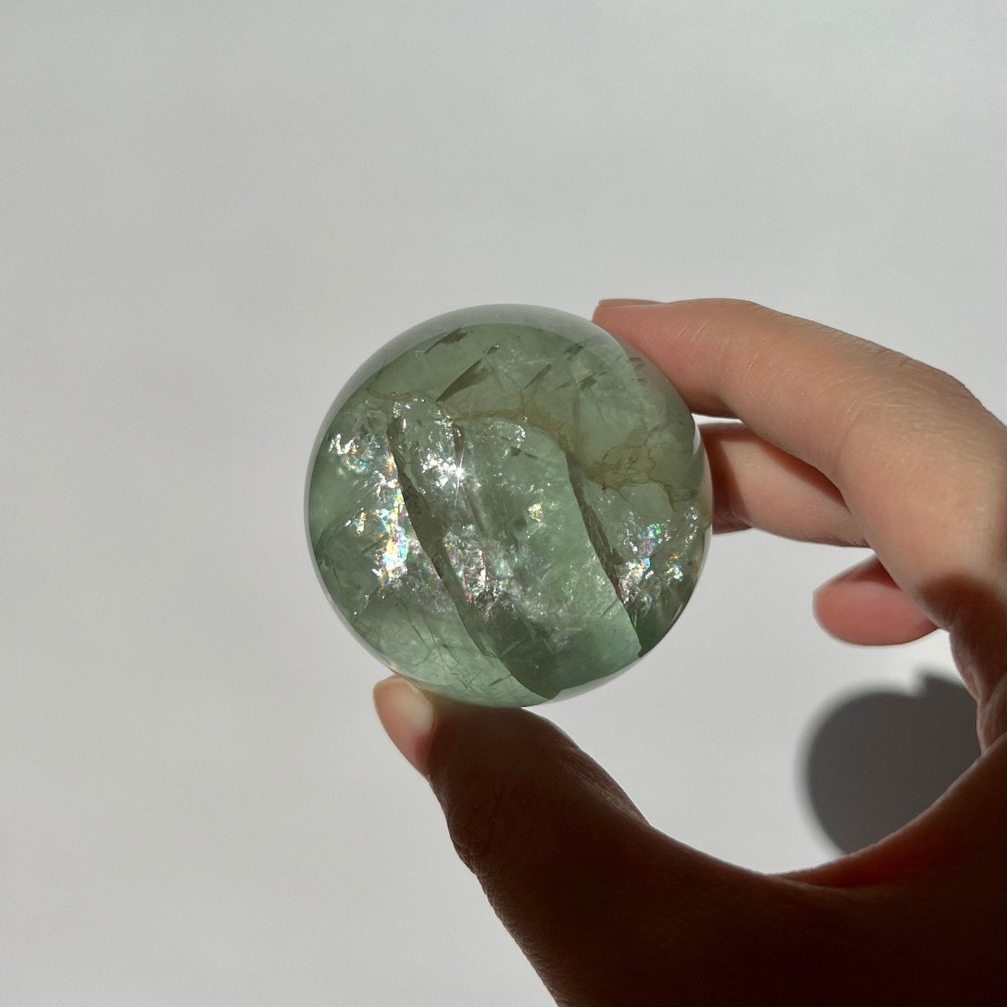 Transparent Rainbows Green Fluorite Sphere