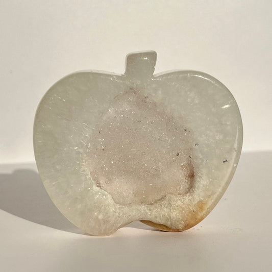 Sugar White Snowy Druzy Agate Sparkly Festive Apple Carving