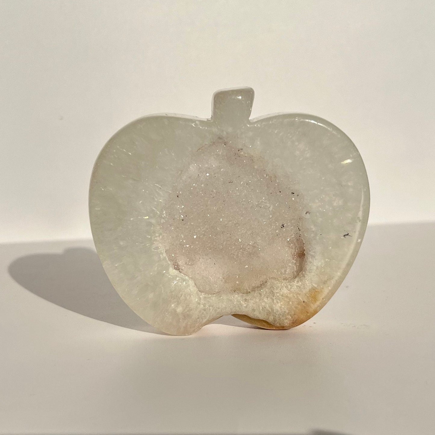 Sugar White Snowy Druzy Agate Sparkly Festive Apple Carving