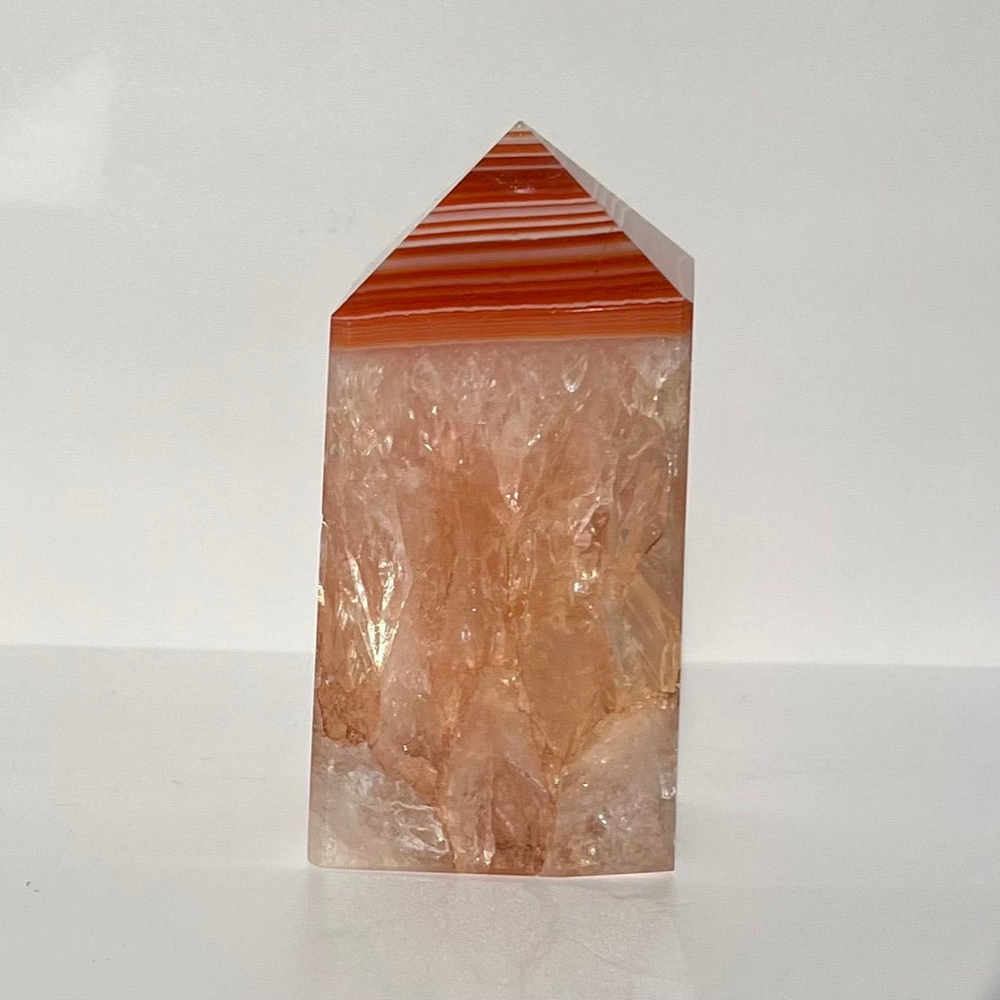 High Grade Super Quartzy Banding Carnelian Obelisk