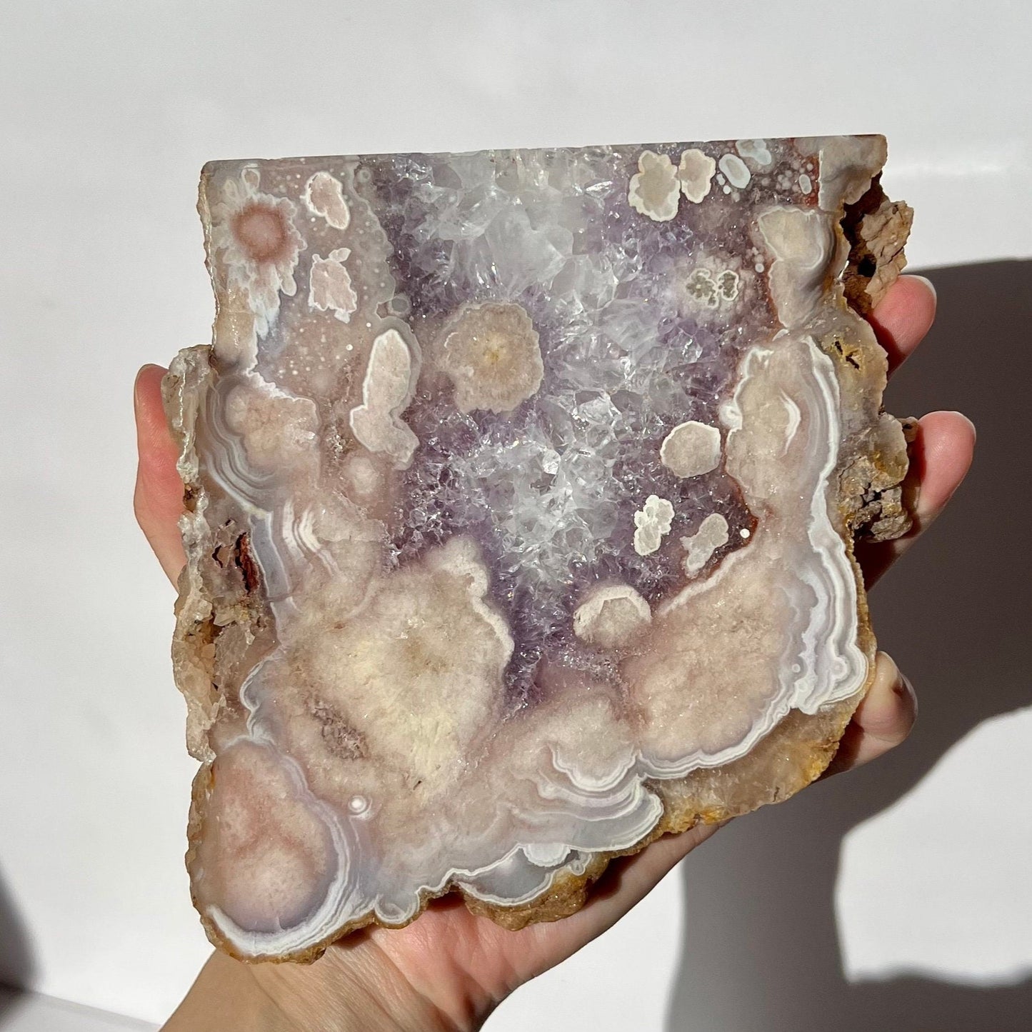 Gorgeous Purple Flower Agate Mix Amethyst Raw Edges Slab