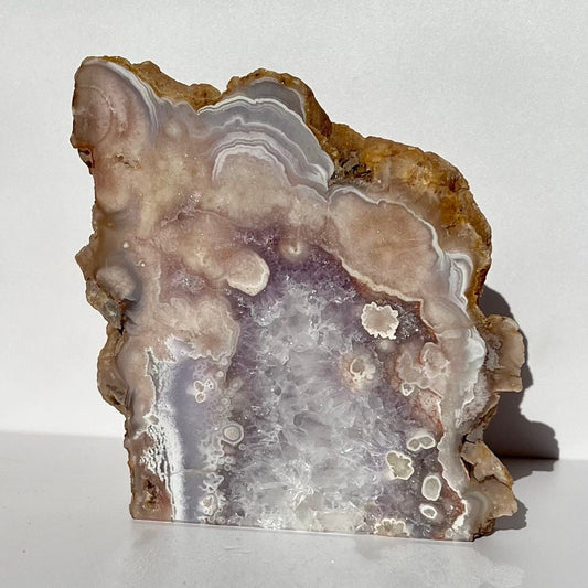 Gorgeous Purple Flower Agate Mix Amethyst Raw Edges Slab