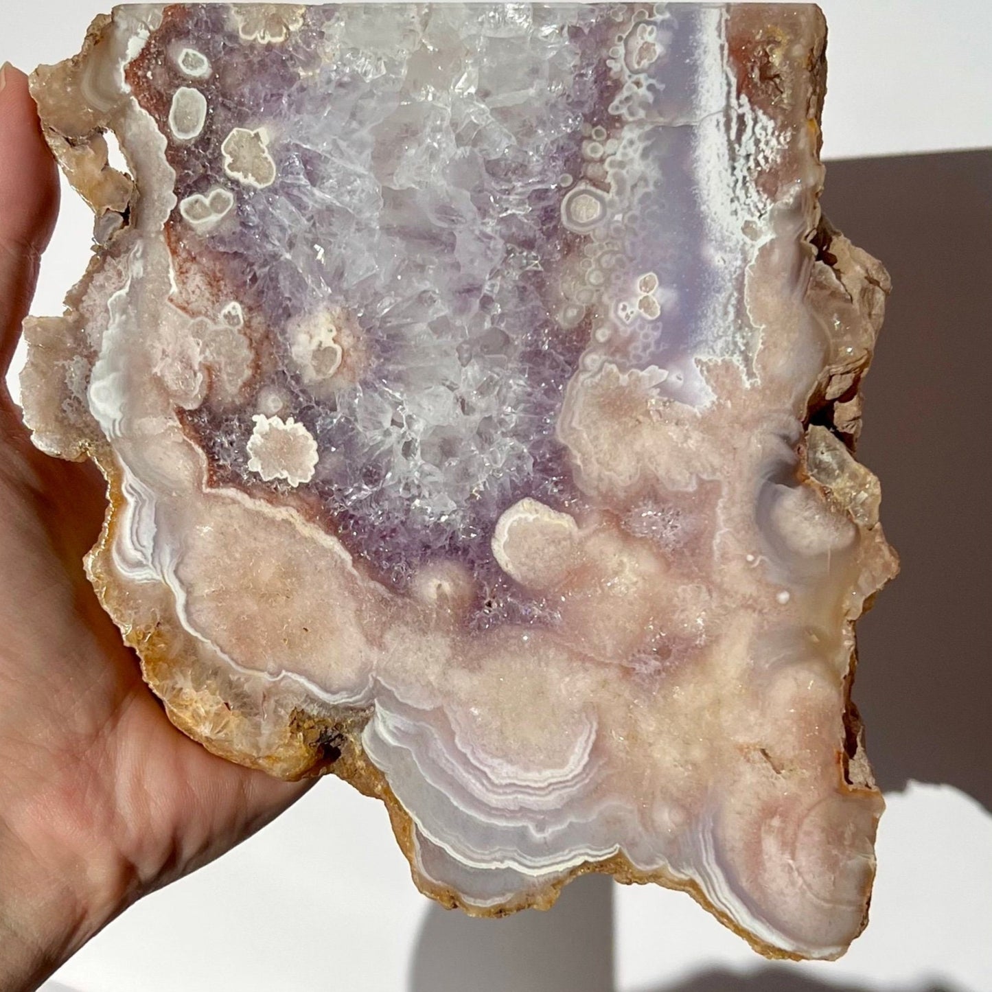 Gorgeous Purple Flower Agate Mix Amethyst Raw Edges Slab