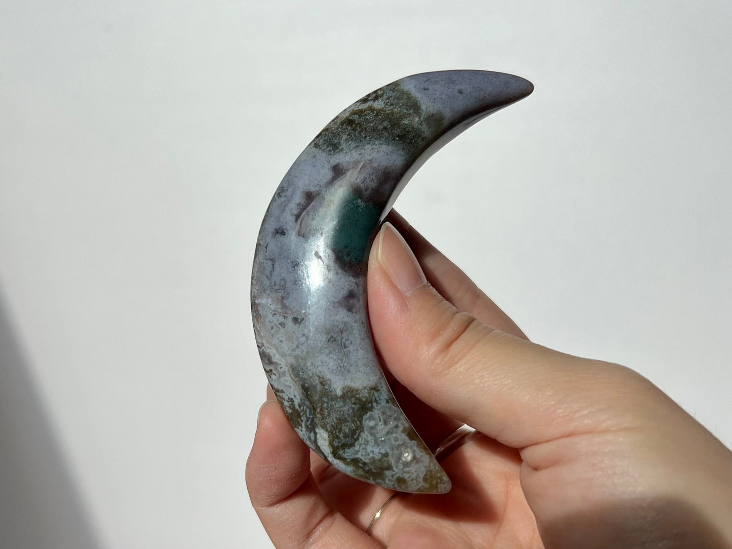 Moss Agate Dendritic Agate Crescent Moon