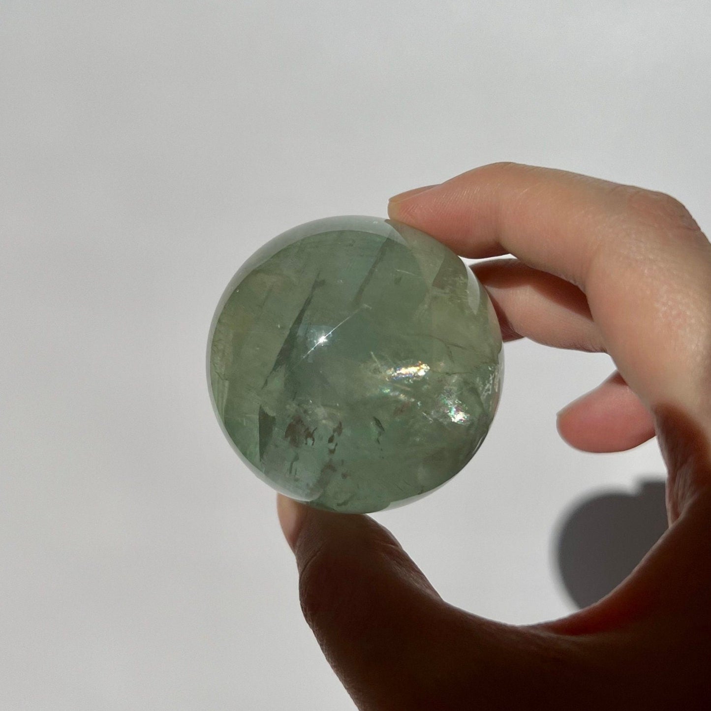 Transparent Rainbows Green Fluorite Sphere