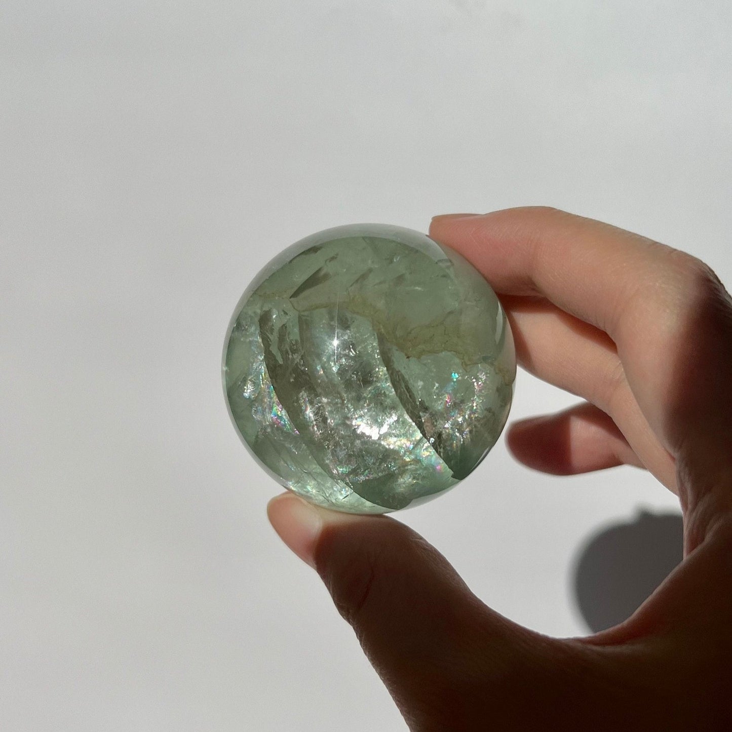 Transparent Rainbows Green Fluorite Sphere