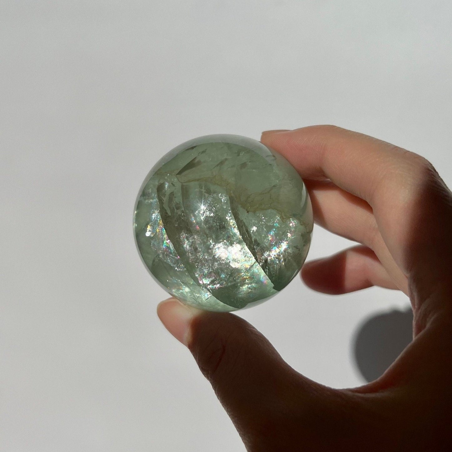 Transparent Rainbows Green Fluorite Sphere