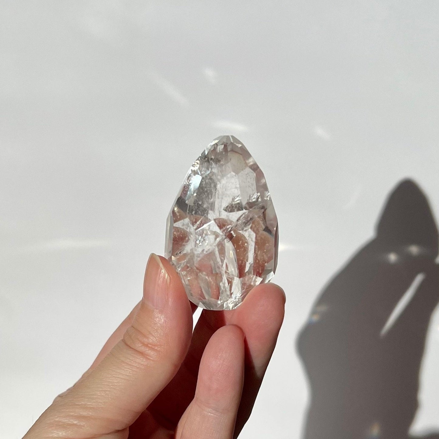 Small Geometric Clear Quartz Faceted Round Egg