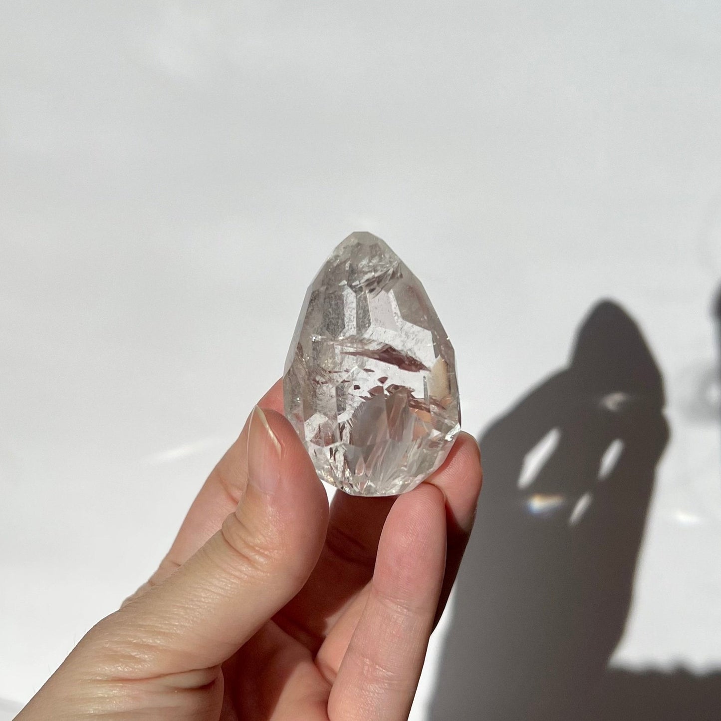 Small Geometric Clear Quartz Faceted Round Egg