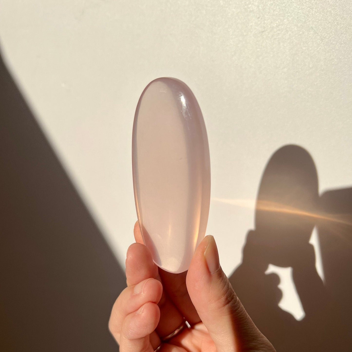 Top Grade Mozambique Rose Quartz Long Round Shiva Palmstone