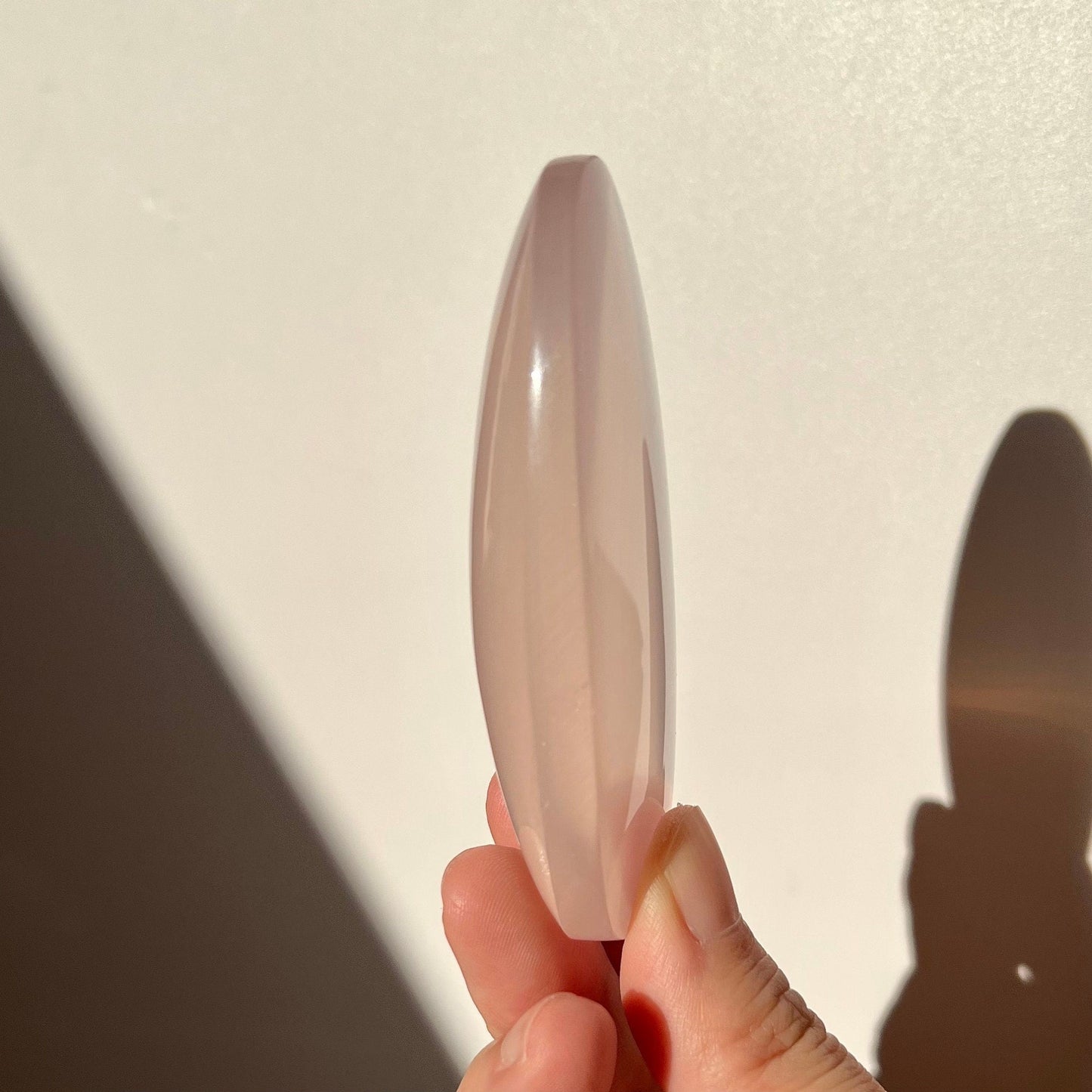 Top Grade Mozambique Rose Quartz Long Round Shiva Palmstone