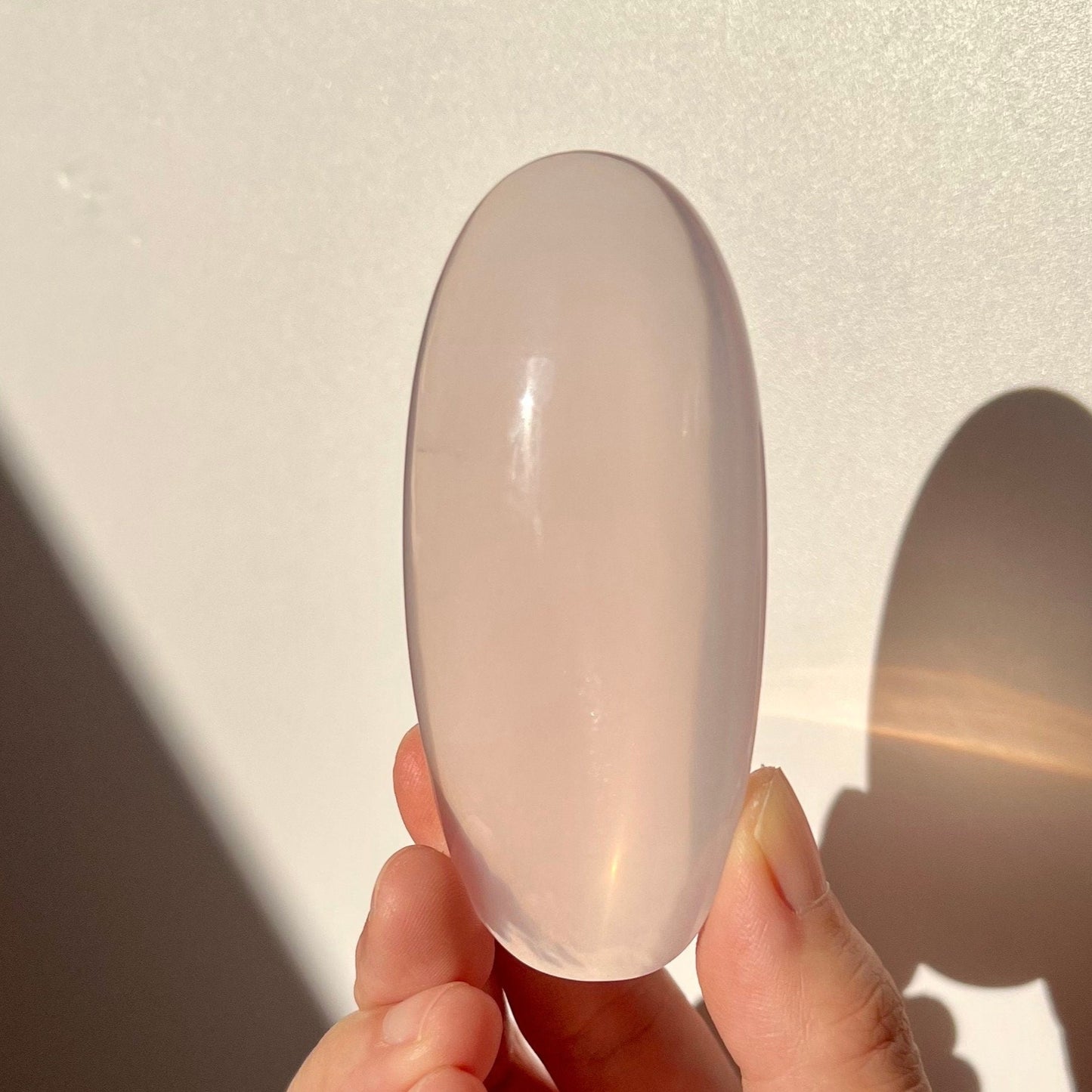 Top Grade Mozambique Rose Quartz Long Round Shiva Palmstone