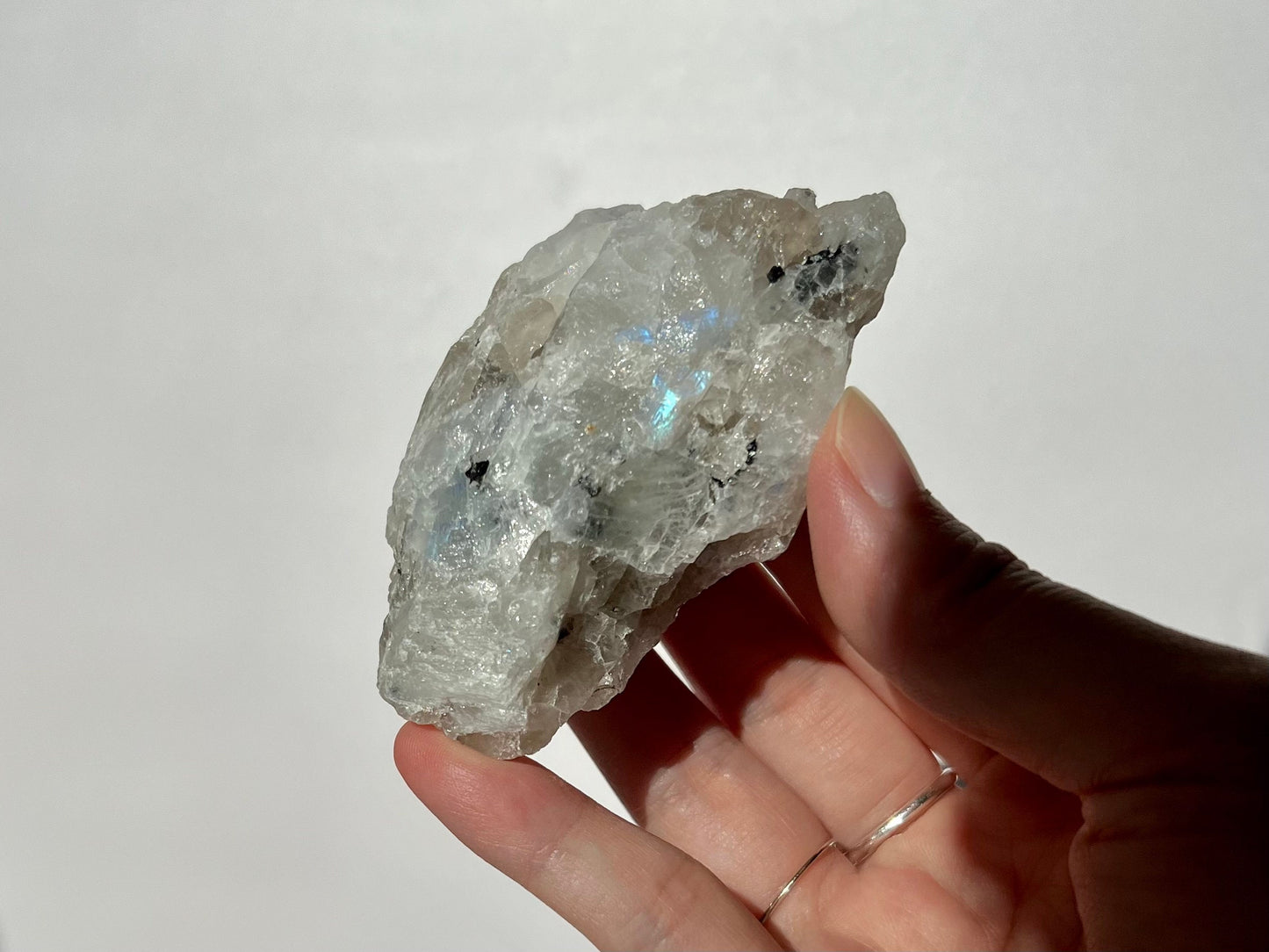 Raw Blue Sheen Moonstone Specimen with Mica