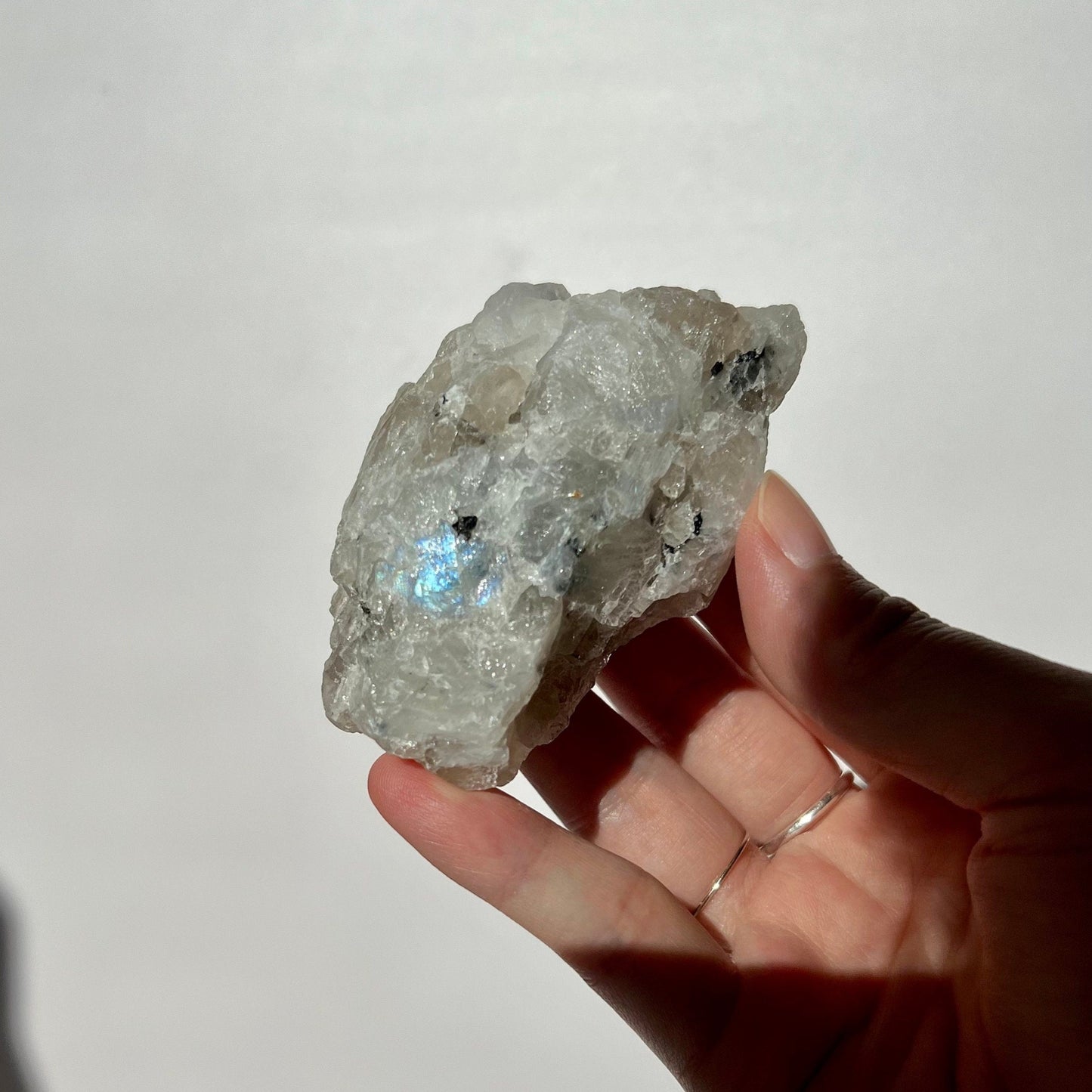 Raw Blue Sheen Moonstone Specimen with Mica