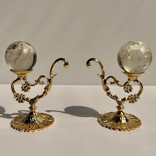 Gold Elegant sphere stand decor matching twin pair