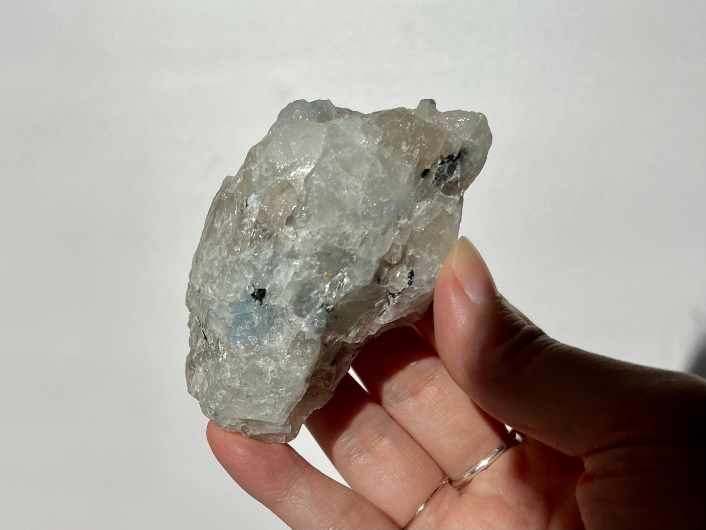 Raw Blue Sheen Moonstone Specimen with Mica