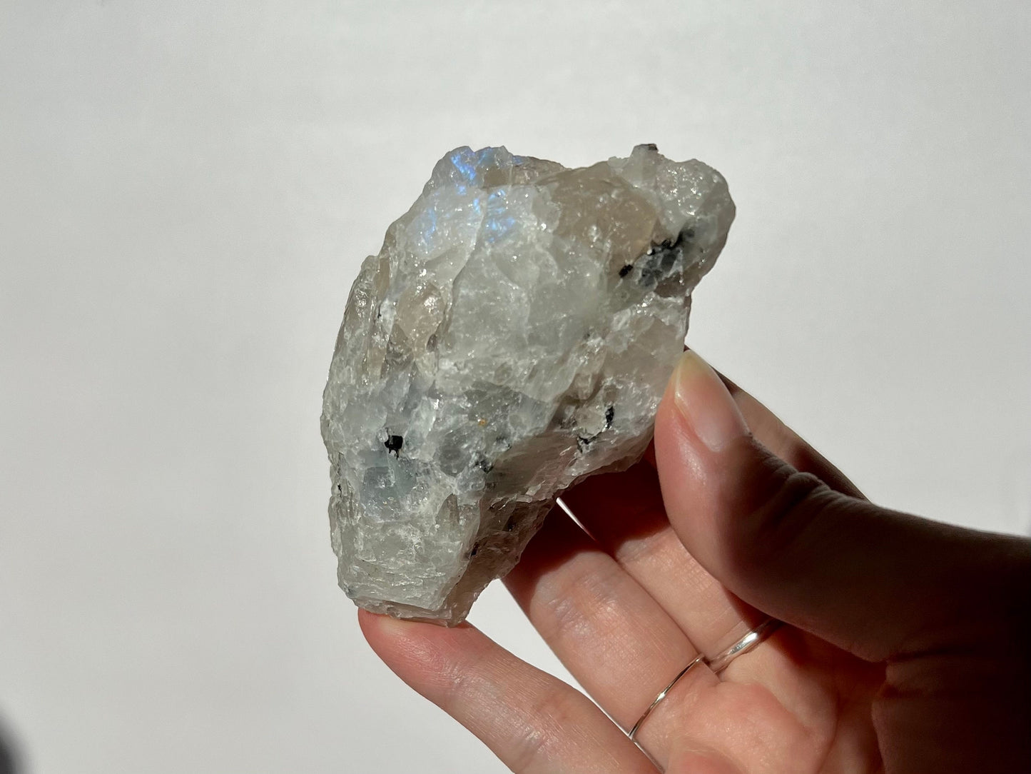 Raw Blue Sheen Moonstone Specimen with Mica