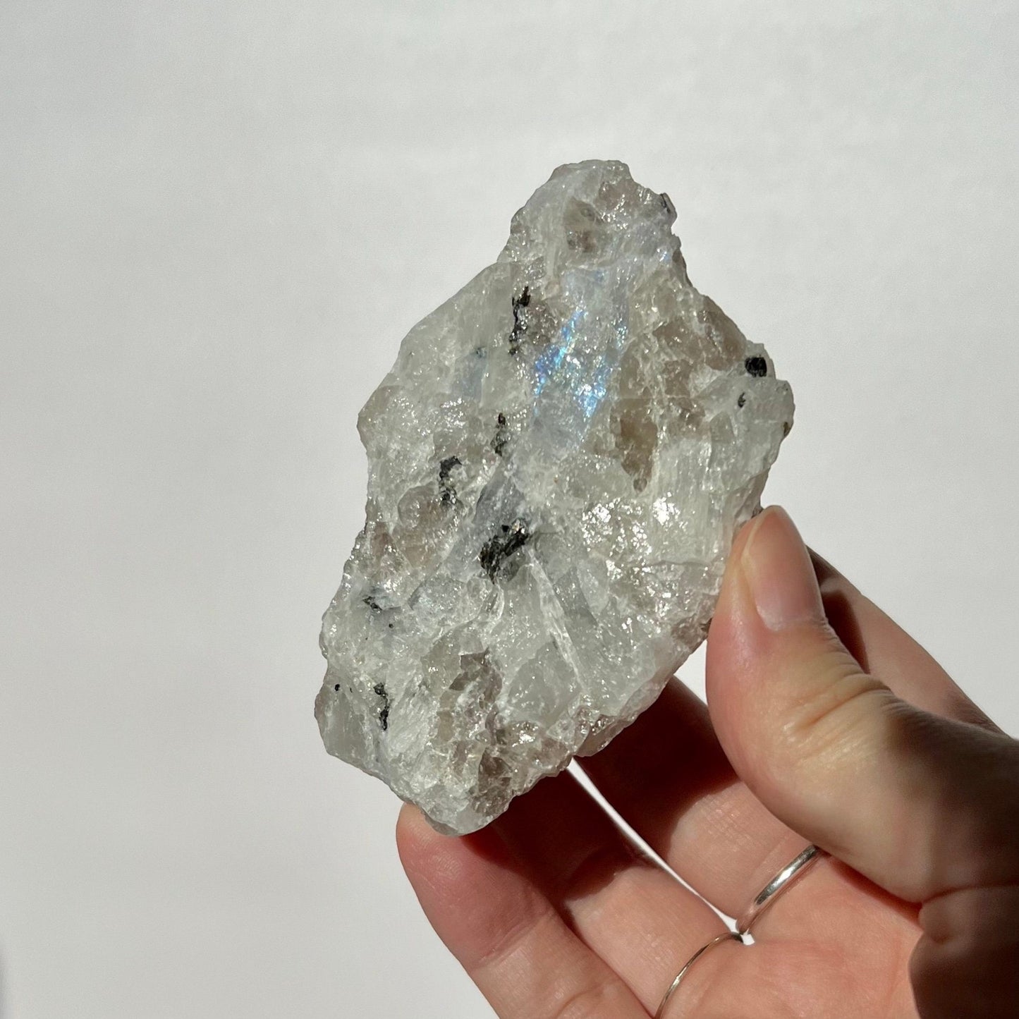 Raw Blue Sheen Moonstone Specimen with Mica