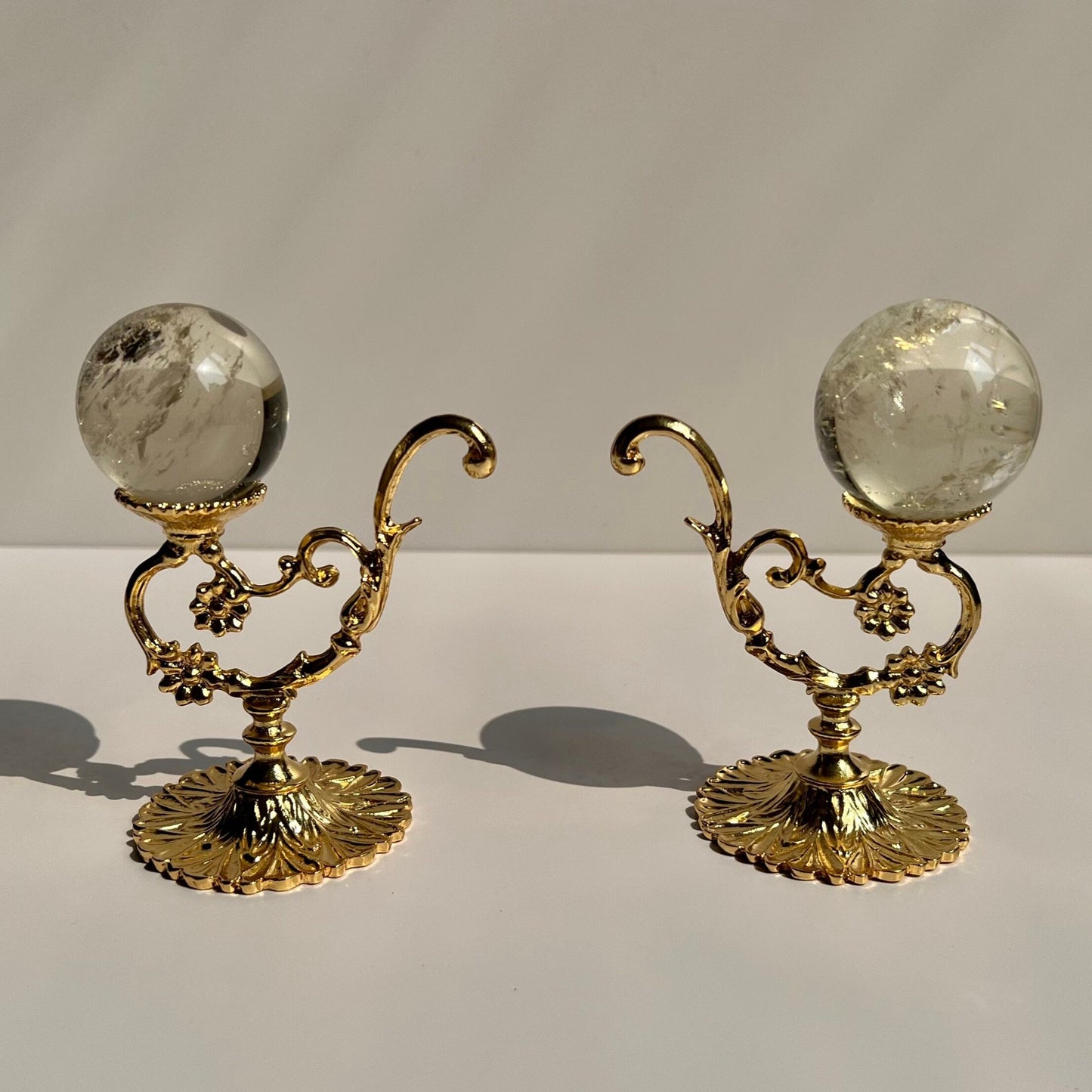 Gold Elegant sphere stand decor matching twin pair