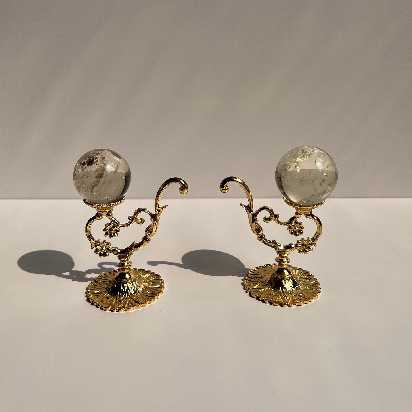 Gold Elegant sphere stand decor matching twin pair