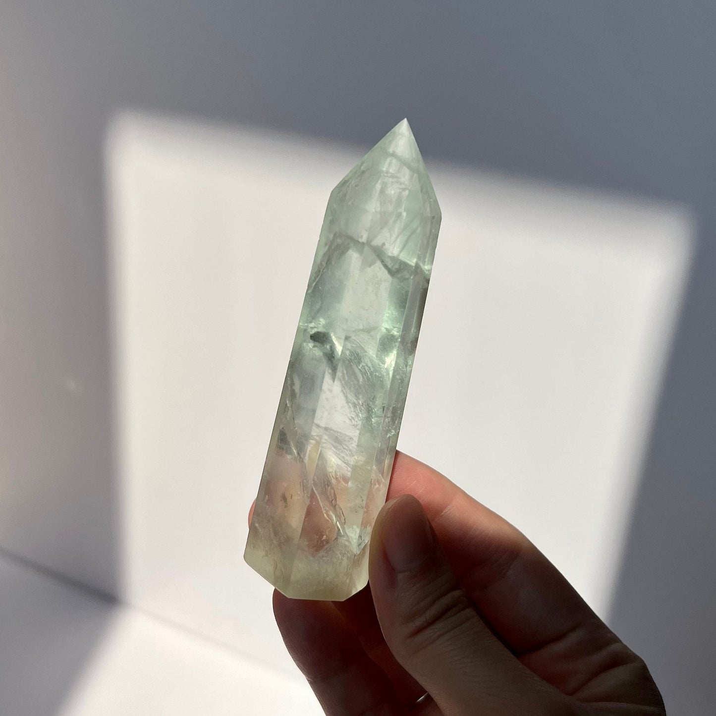 Super Transparent Light Green Fluorite Tower