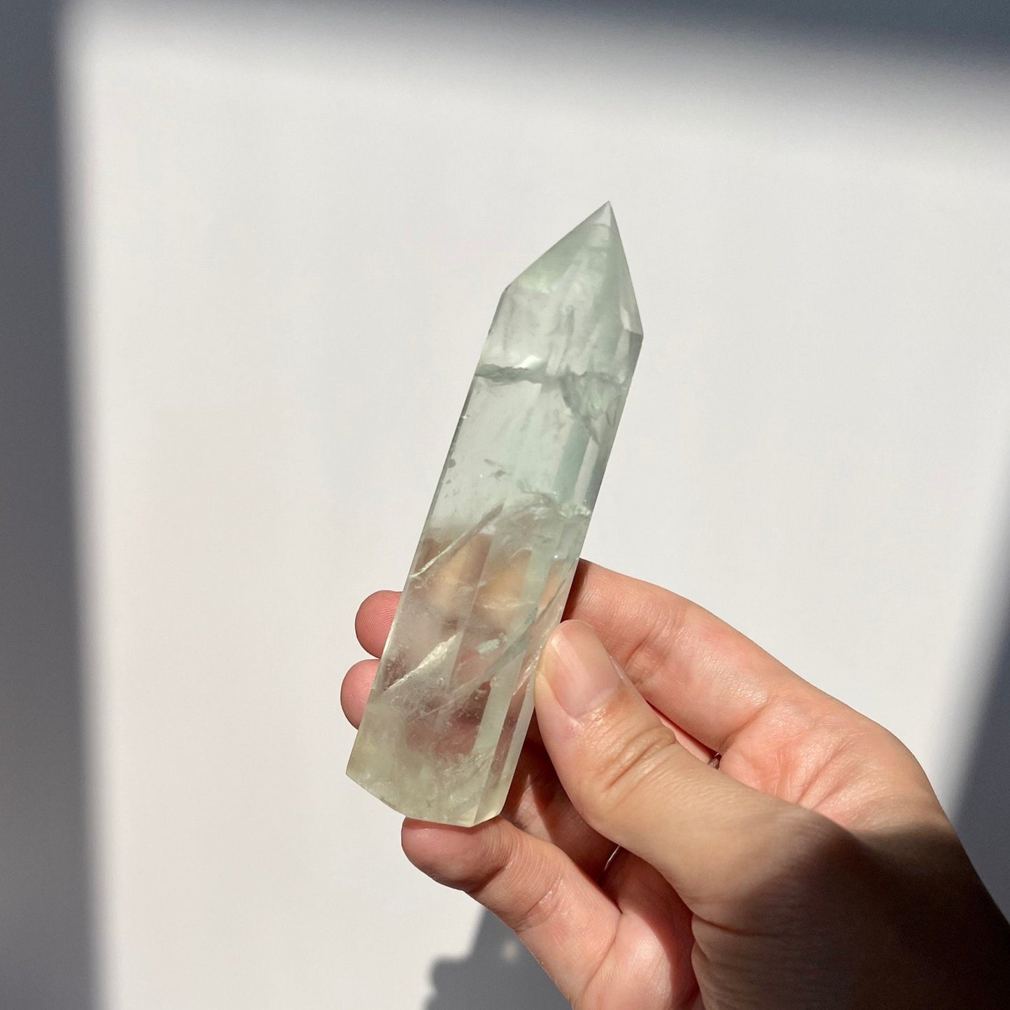 Super Transparent Light Green Fluorite Tower