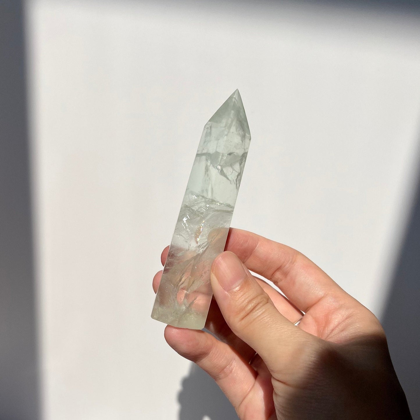 Super Transparent Light Green Fluorite Tower