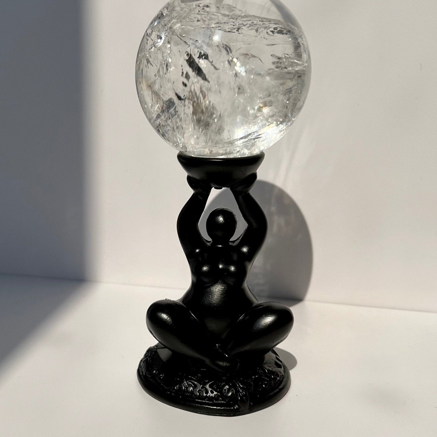 Body Positive Curvy Lady Black Resin Crystal Sphere Stand