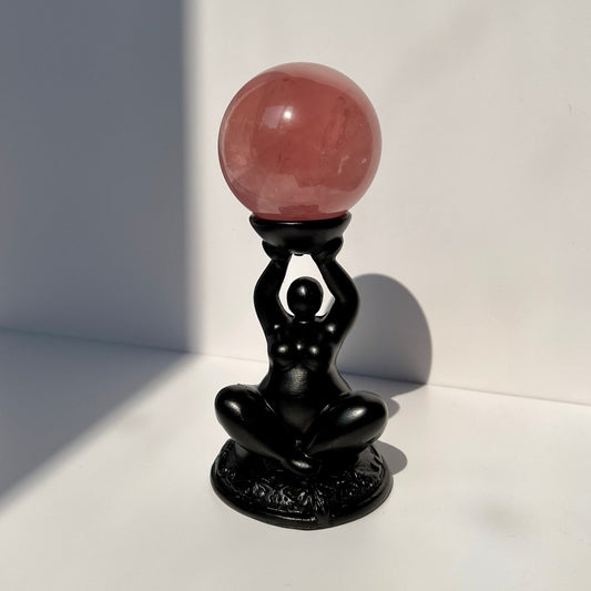 Body Positive Curvy Lady Black Resin Crystal Sphere Stand