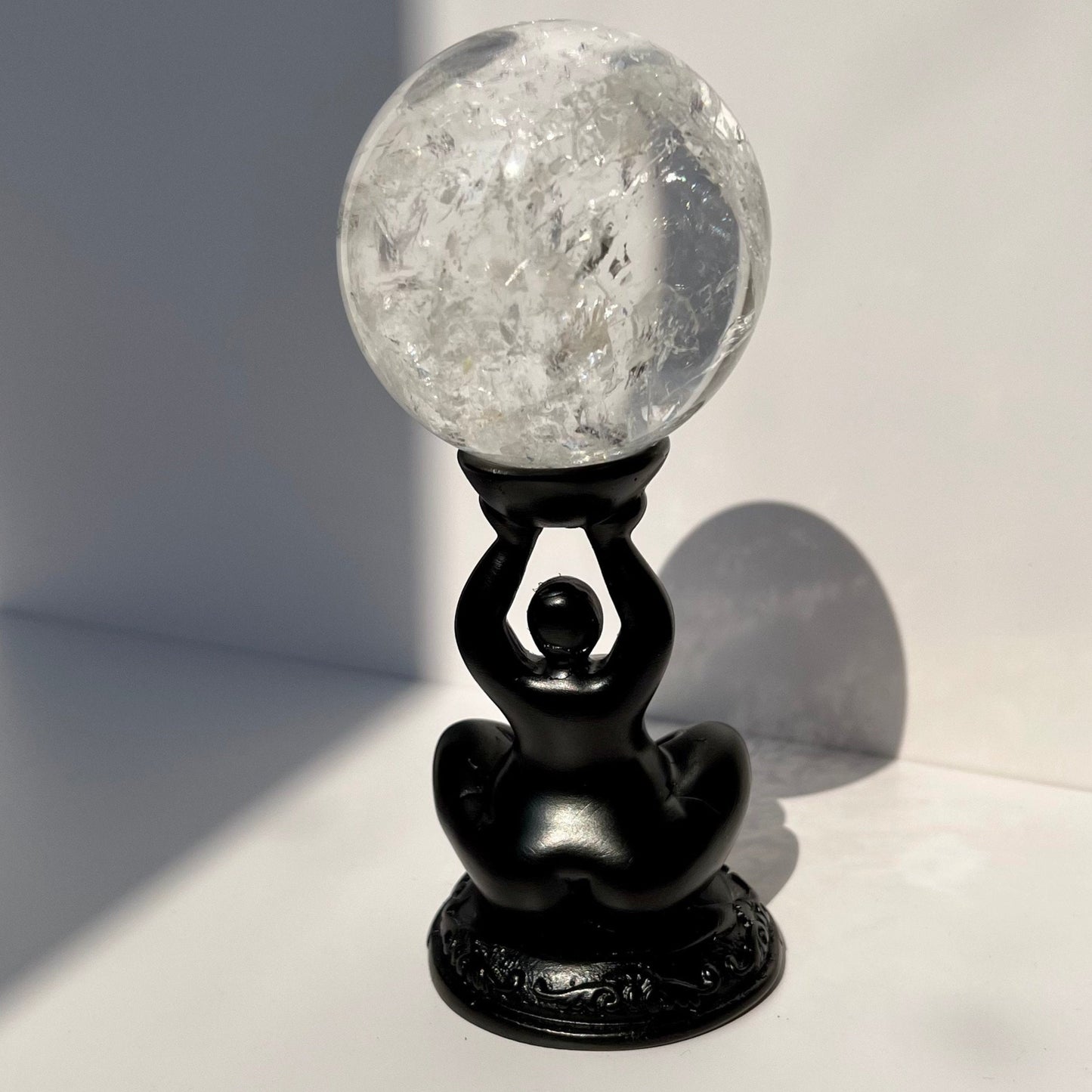 Body Positive Curvy Lady Black Resin Crystal Sphere Stand