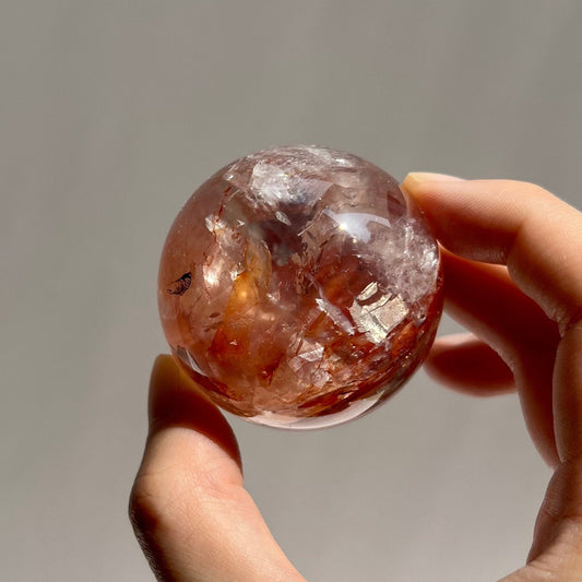 Super Clear Top Grade Fire Quartz Half Crystal Sphere