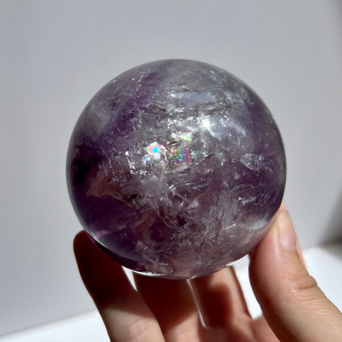 Lovely Full Rainbows Purple Amethyst Sphere