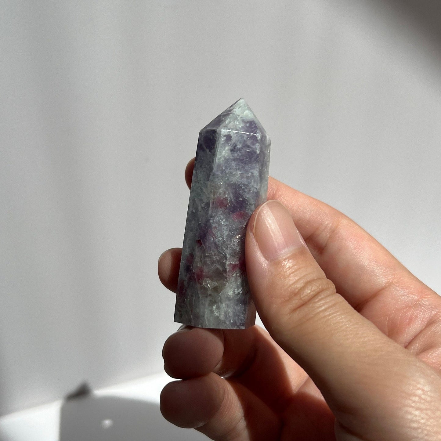 Purple Unicorn Stone Smoky Pegmatite Lepidolite Baby Tower