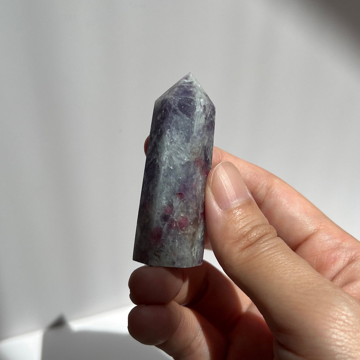 Purple Unicorn Stone Smoky Pegmatite Lepidolite Baby Tower