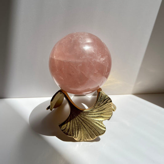 Star Six Light Pink Gemmy Rainbow Rose Quartz Sphere