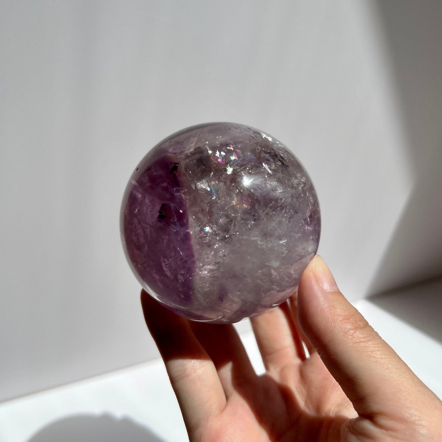 Lovely Full Rainbows Purple Amethyst Sphere